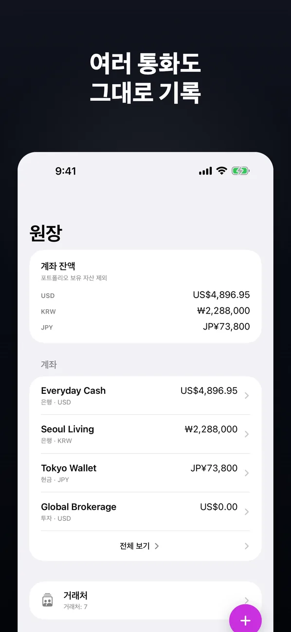 Wallnut 거래 장부 화면